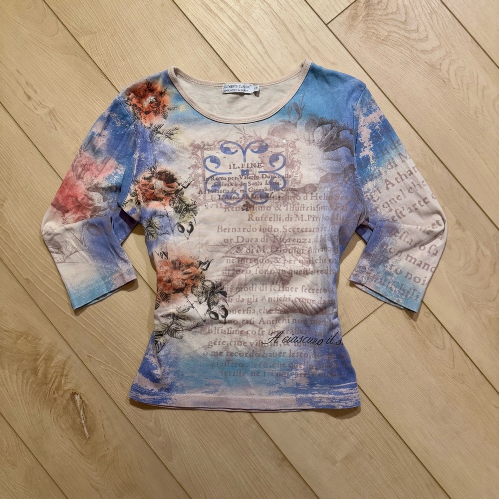 seg’ments classic graphic 100% overall print beige shirt size m